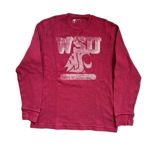 Retro Washington State University Cougars Thermal Waffle Long Sleeve Shirt - Picture 1 of 3